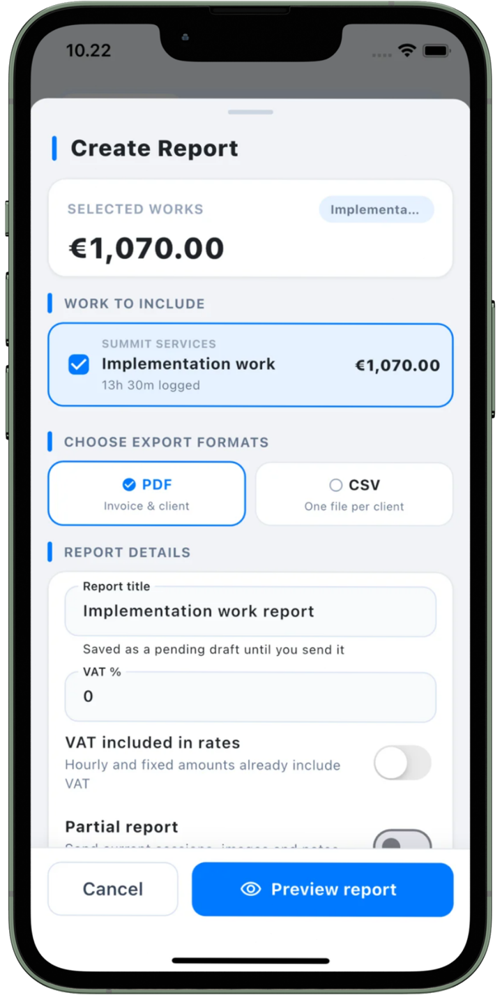 Aika Works job report screen